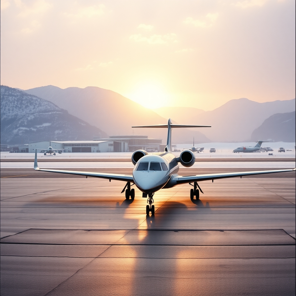 Private jet on the apron, London to Geneva