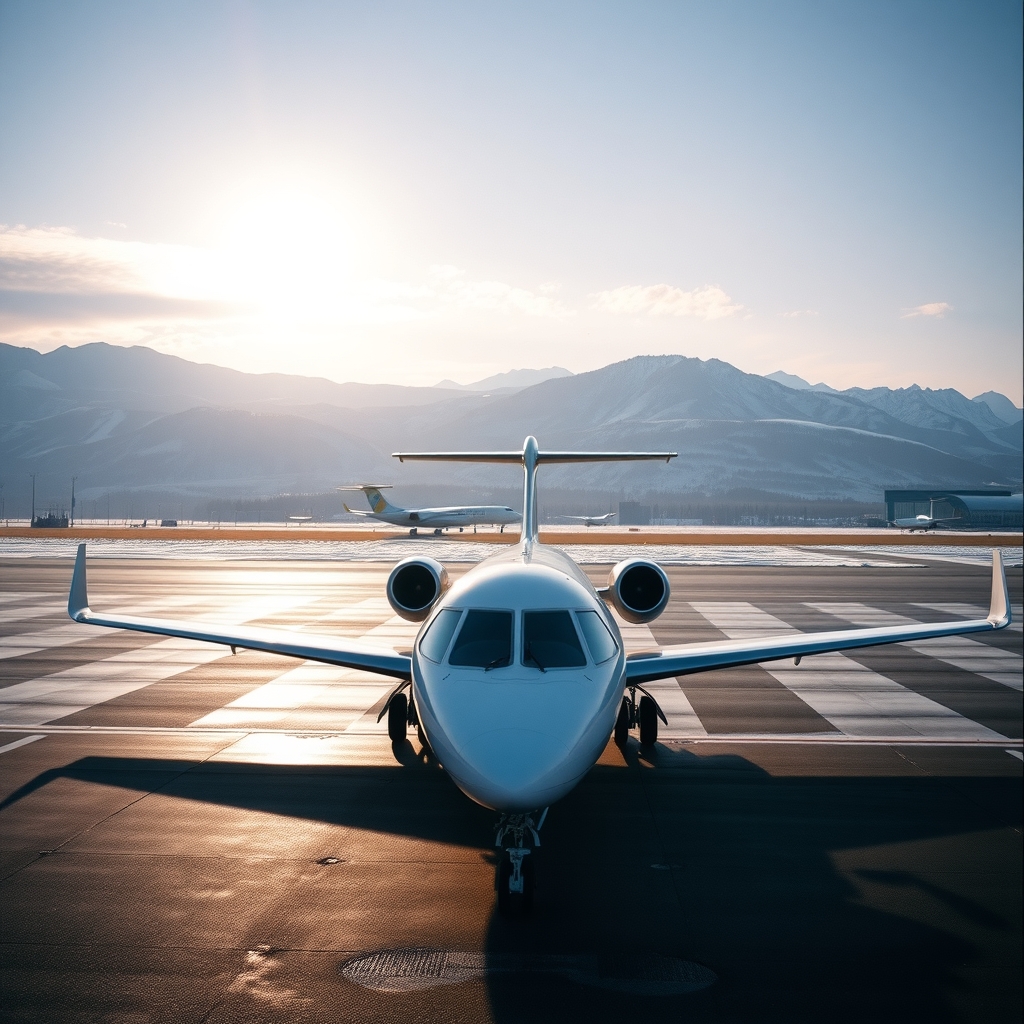 Private jet on the apron, London to Geneva