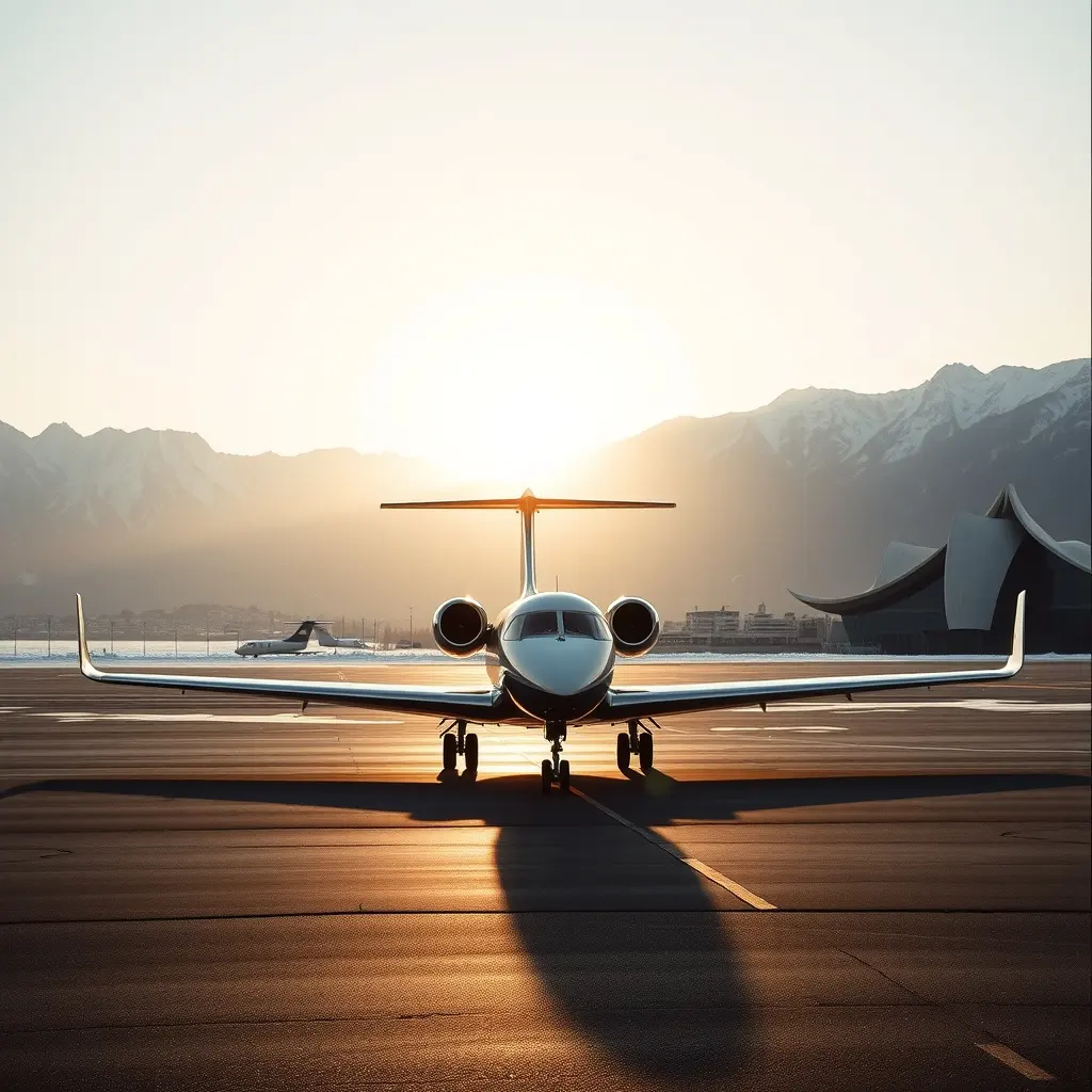 Private jet on the apron, London to Geneva
