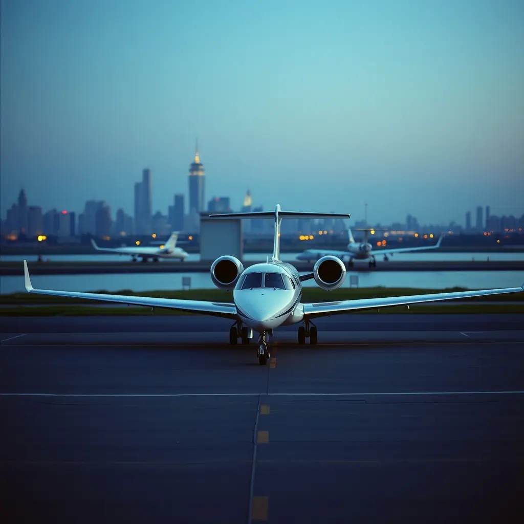 Private jet on the apron, Boston to New York