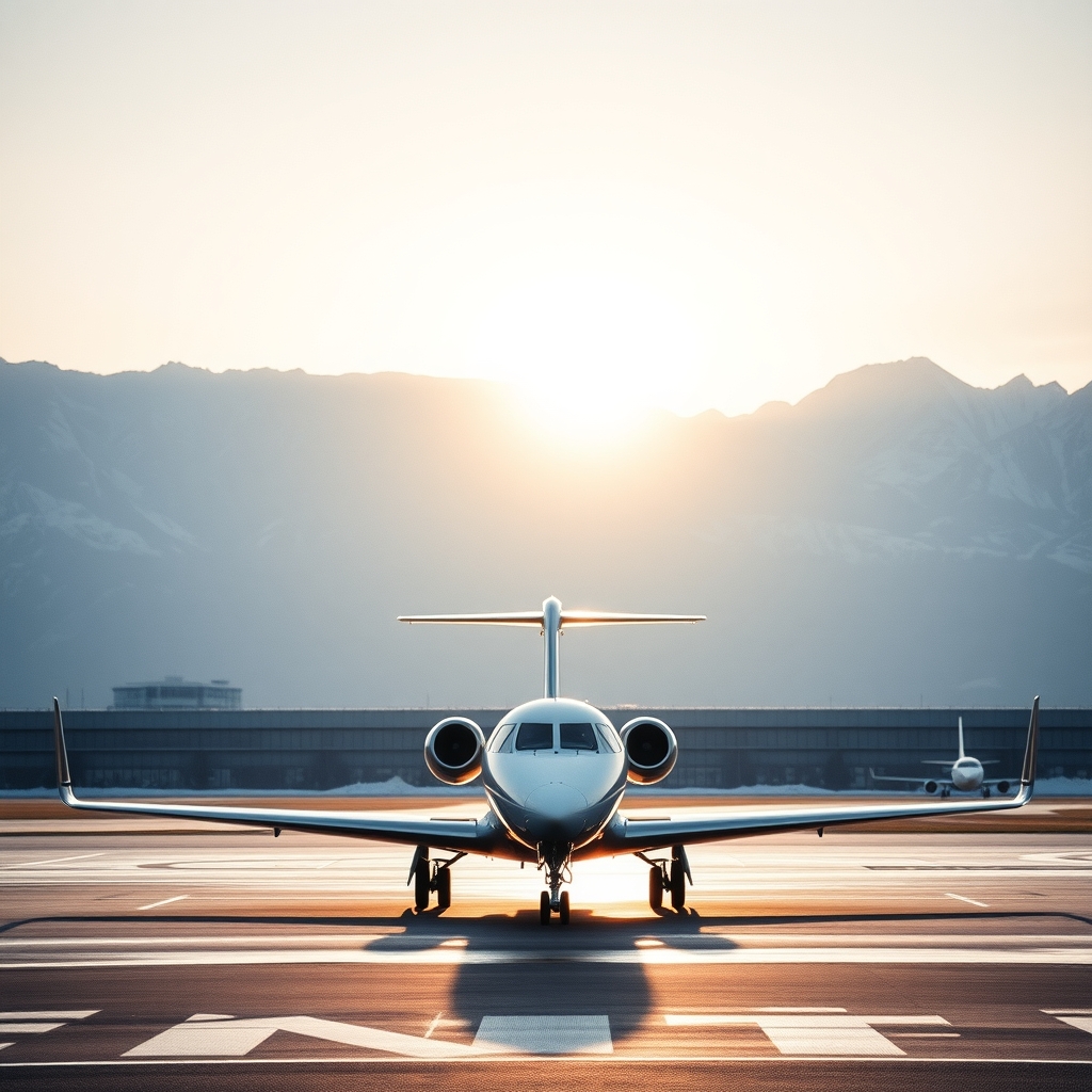 Private jet on the apron, London to Geneva