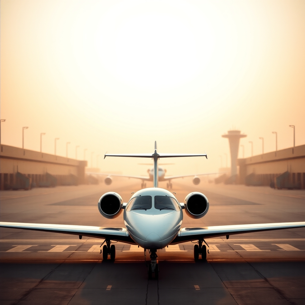 Private jet on the apron, London to Milan