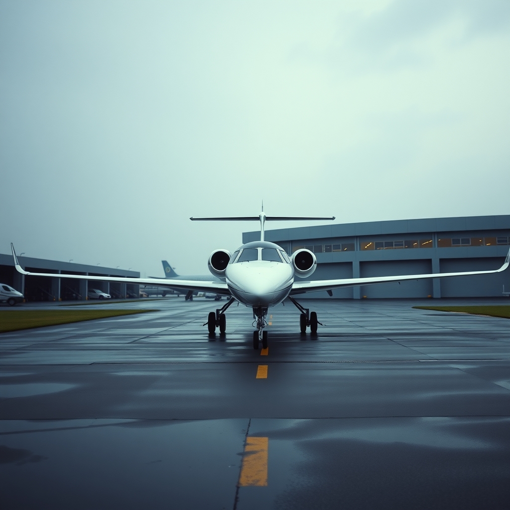 Private jet on the apron, Nice to London