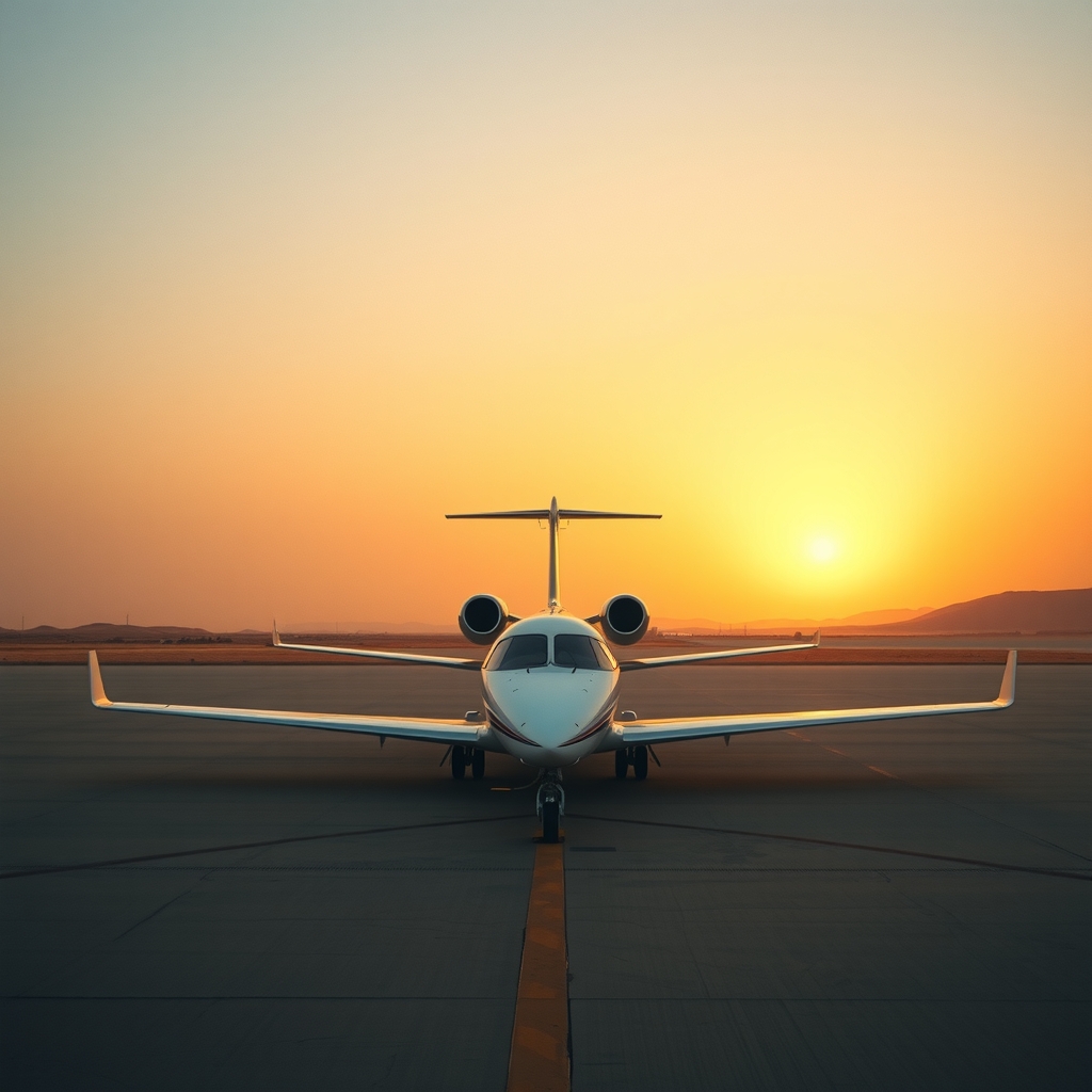 Private jet on an airport apron