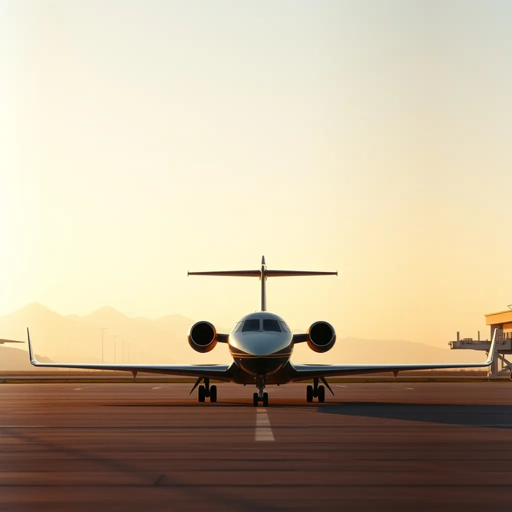Private jet on the apron, London to Milan