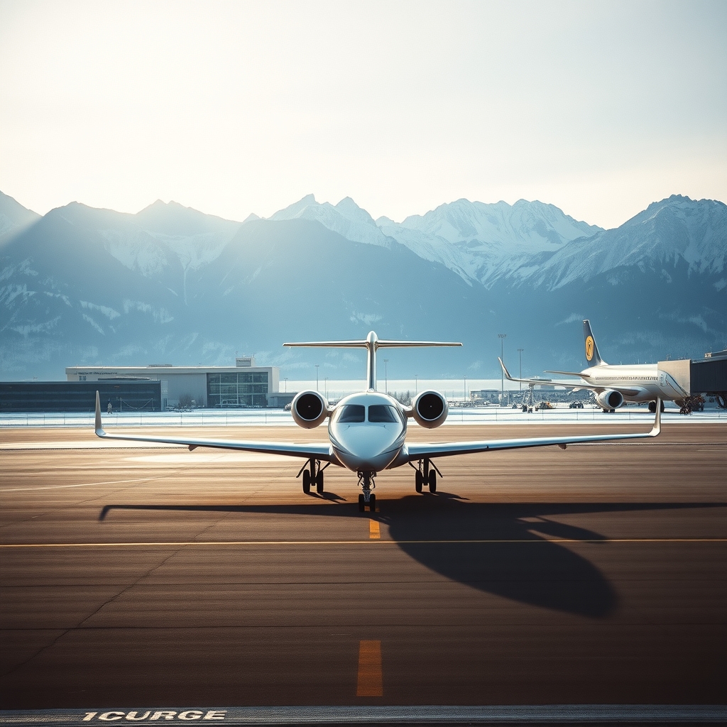 Private jet on the apron, London to Geneva