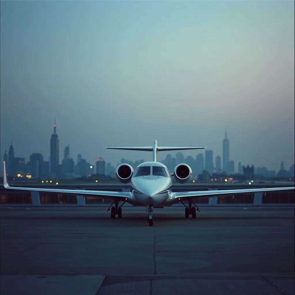 Private jet on the apron, Boston to New York